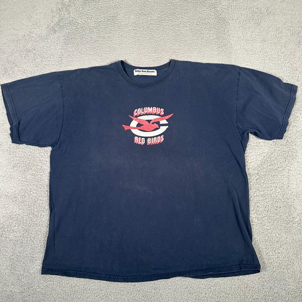 Columbus Red Birds Shirt Adult‎ 2XL? Blue Faded Ebbets Field Flannels Baseball